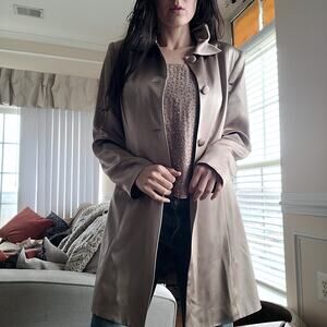 Talbots 100% Silk Blazer Jacket Sz 10 Tan Beige Oldmoney